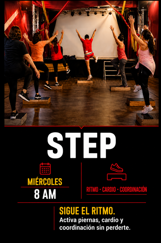 Clase de Step Lindavista para mejorar cardio coordinación y resistencia física en Body Zen Fitness