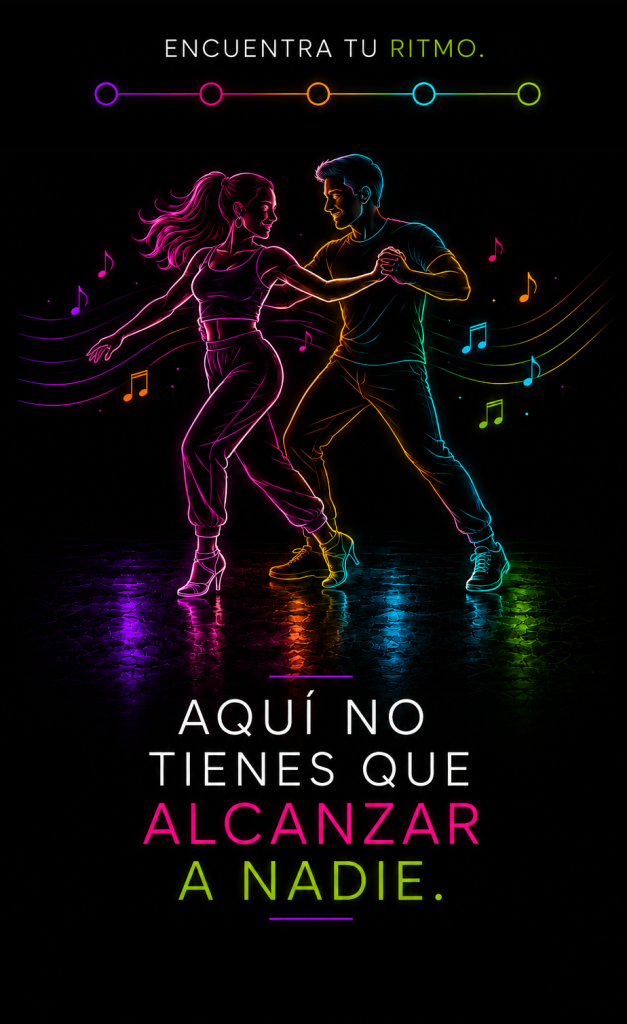 Aquí no tienes que alcanzar a nadie – curso de baile RITMO SALSA, CUMBIA Y BACHATA LINDAVISTA.